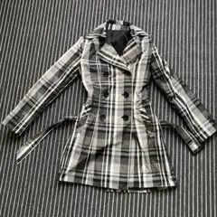 チェック柄ダブルブレストトレンチコート