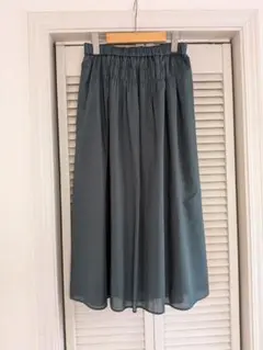 SCAPA ダークグリーン フレアロングスカート