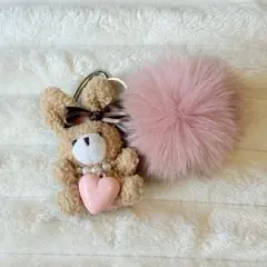じゃらじゃらキーホルダー バッグチャーム ぬいぐるみ くま ファー 韓国 人気