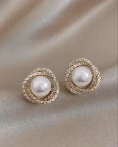 パール & ビジュー ゴールド イヤリング