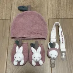 ジェラートピケ　マルチクリップ　 帽子　靴下　りんご　うさぎ　パウダー　セット