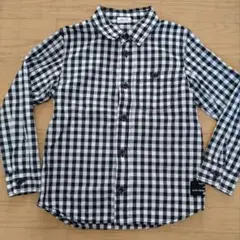 BREEZE 120cm 白黒チェック ボタンダウンシャツ
