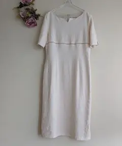 HARMONICA　総花柄刺繍　梯子レース使い　リネンブレンド　半袖ワンピースのサムネイル