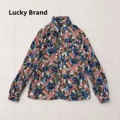 ラッキーブランド 花柄 シャツ レーヨン100% ボタニカル 長袖 M カラフルのサムネイル
