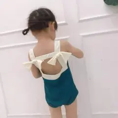 リボン付き水着110㎝ベビー水着ロンパース水着キッズ水着ワンピーススイムウェア