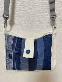 デニムパッチワークショルダーバッグ