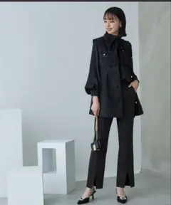 RUIRUE BOUTIQUE カラーツイードジレ＆スリムストレートパンツセット