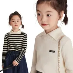 セーター ニットトップス トップス ニット 襟 リブニット ポロ襟 カットソー