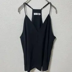 フォロラブ Vネック 無地 キャミソール L 黒 インナー レイヤード トップスのサムネイル