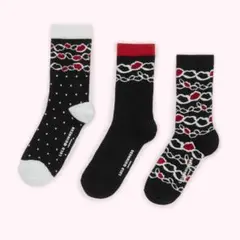【新品】ルルギネス LULU GUINNESS 婦人靴下 ソックス 3足セット