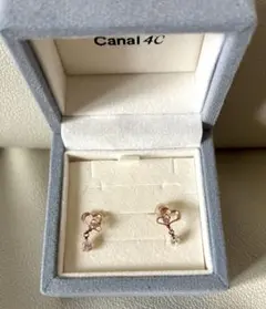 4C ピンクゴールド ハート型パールピアス