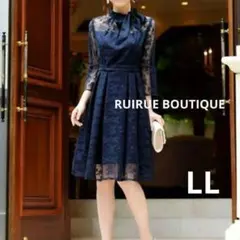 新品同様 RUIRUE BOUTIQUE レース ワンピース ネイビー LLのサムネイル