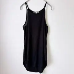 エクスプレス リブ タンクトップ 無地 S 黒 ポリエステル レーヨン お出かけ