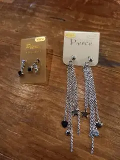 ★３点セット★シルバーカラー フックピアス 星とハート付き