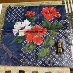大判ハイビスカス柄ハンカチ 100%コットン