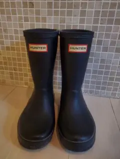 HUNTER キッズ ブラック レインシューズ UK9 15㎝