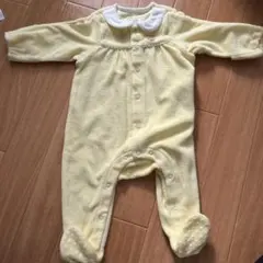 ミキハウス　ホットビスケットイエロー カバーオールおててとあんよ付きパイル素材