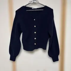 ウィルセレクション新品VネックチョーカーリブニットFネイビー