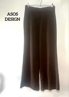 【ASOS DESIGN】 パンツ【L】ブラウン ハイウエスト ワイドシルエット