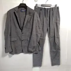 美品　ナノユニバース　ダメリーノ　セットアップ　リネン　スーツ　グレー　2B