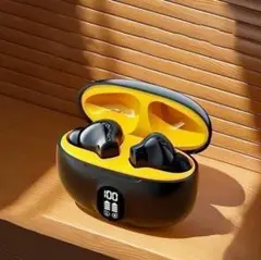 【新品 未使用品】イヤーインワイヤレスゲーミングイヤホン 黒と黄色 デジタル表示のサムネイル