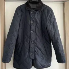 コムサ ネイビー キルティングジャケット コーデュロイ襟