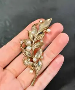 真珠パール 18K 葉のデザイン ネックレスペンダントトップ チャーム2.4 