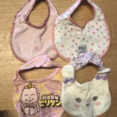 女の子 ベビースタイ 4点セット POLO ネコ ビリケン