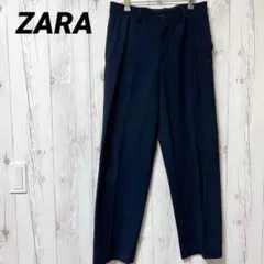 【ザラ】スラックス　ネイビー　オフィスカジュアル　L