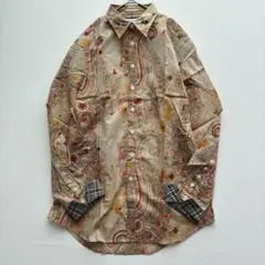 美品 Paul Smith ペイズリー 長袖シャツ ブルー 袖裏チェック 日本製