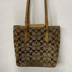 松961 COACH トートバッグ ブラウン キャンバス/レザー