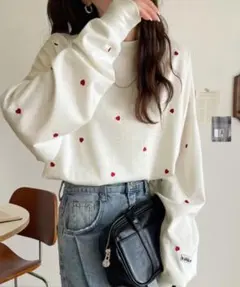 classical elf JAVA 袖ネーム付きミニハート総刺繍Tシャツ長袖