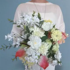 ウェディングブーケ＆ブートニア　造花　アーティフィシャルフラワー　結婚式　胡蝶蘭