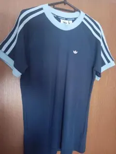 adidas 定価10000円 ネイビー Tシャツ 金具トレフォイルロゴ ライン