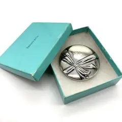 希少品】TIFFANY&Co コンパクトミラー リーフ シルバープレート レア