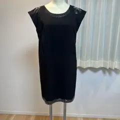 縮緬ワンピース ノースリーブ 2way 洗える 手描き 一点物 黒 花柄 日本 