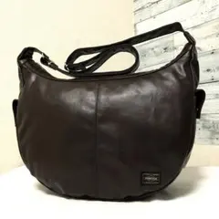新型✨未使用級 ポーターフリースタイル ショルダーバッグL ハーフムーンブラウン