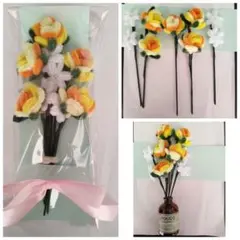 ミニバラと小花のモールフラワー花束③