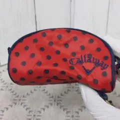 Callaway ゴルフ ポーチ レッド ドット柄 小物入れ ボール3つ入るのサムネイル