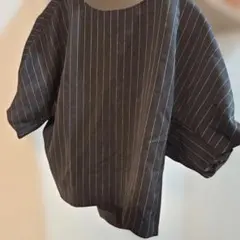 GU ストライプ柄 半袖トップス 黒