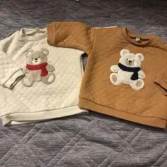 クマ刺繍キルティング　ベビー　トレーナー 60-70cm