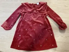 H&M 赤 ベルベット ワンピース 92cm