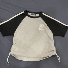 PLAYBOY 半袖Tシャツ グレー×ブラック レディース　Ｌサイズ