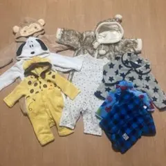 ベビー70〜80cm フード付きロンパース　パジャマ スリーパー 8点