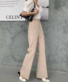 センタープレスセミフレアスラックス