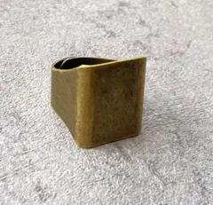 11号 アンティーク シグネットリング スクエア 真鍮 レトロ メンズ 古着
