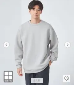 ライトグレー クルーネック トレーナー L