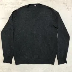 ユニクロ カシミヤ100% cashmere Vネックセーター ニット グレー