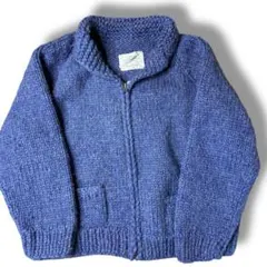 L位 カナダ製 FRON ENTERPRISE カウチンニットブルーパープル系色