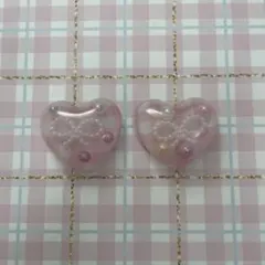 ハート型パール装飾ヘアゴム2個セット